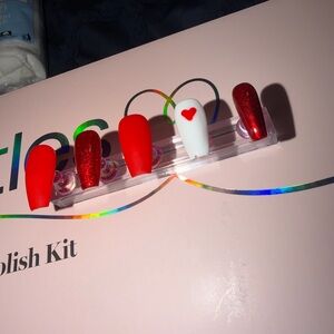 Red and White Press-On Nails